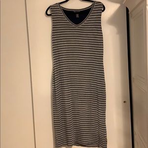 Grey and Navy Blue Sleeveless Long Dress